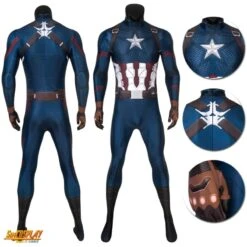Avengers Endgame Captain America Steve Rogers Cosplay Printed Jumpsuit