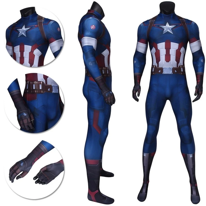 Captain America Cosplay 3D Printed Jumpsuits Steve Rogers BodySuits 1 Captain America Cosplay 3D Printed Jumpsuits Steve Rogers BodySuits