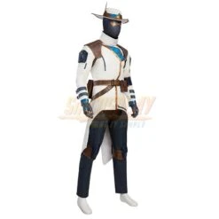 Cypher Valorant Cosplay Costume White Suit With Hat -Simcosplay Outlet Store cypher valorant cosplay costume white suit with hat1 3