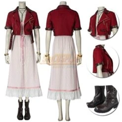 FFVII Remake Aerith Cosplay Costumes Dark Red Edition