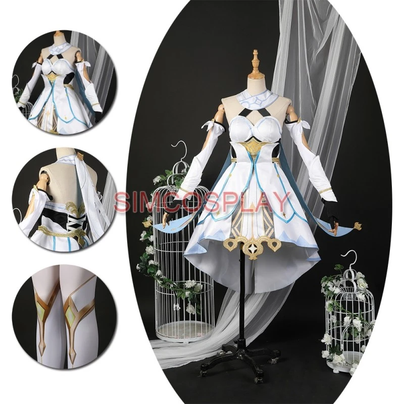 Genshin Impact Lumine Cosplay Costume Lumine White Skirt 1 Genshin Impact Lumine Cosplay Costume Lumine White Skirt