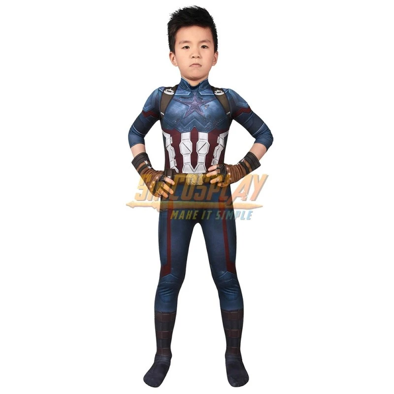 Kids Captain America Cosplay Suit Avengers Infinity War 3D Printed Version 5 Kids Captain America Cosplay Suit Avengers Infinity War 3D Printed Version - Image 5