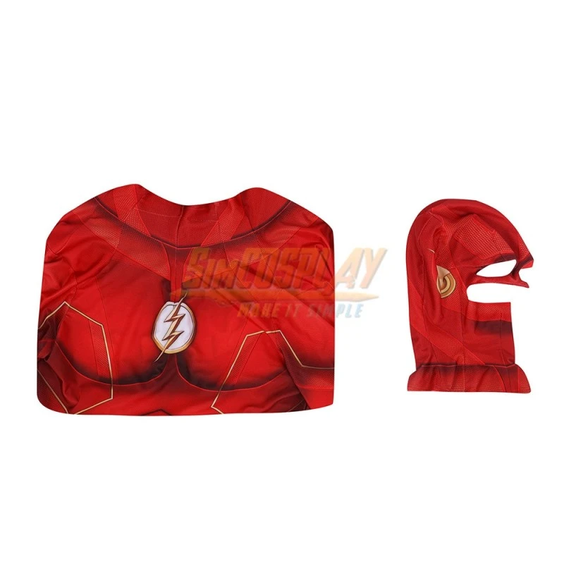 TF S8 Barry Allen Cosplay Costume Gold Boots Spandex Printed Edition 9 TF S8 Barry Allen Cosplay Costume Gold Boots Spandex Printed Edition - Image 9