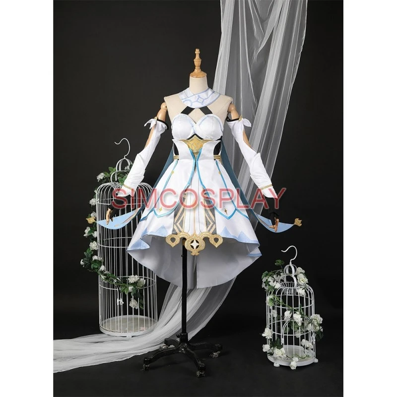 Genshin Impact Lumine Cosplay Costume Lumine White Skirt 3 Genshin Impact Lumine Cosplay Costume Lumine White Skirt - Image 3