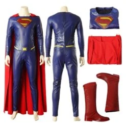 JL Super Heros Clark Cosplay Costume Leather Edition Top Level