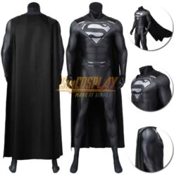 Super Hero Clark Black Suit Spandex Halloween Cosplay Costume Ver.2