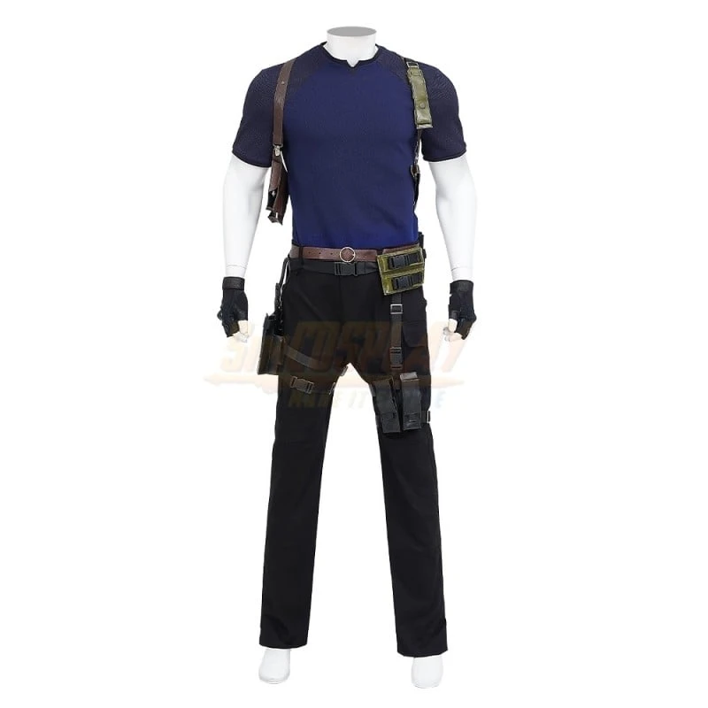 RE4 Remake Leon Kennedy Leather Cosplay Costume V2 9 RE4 Remake Leon Kennedy Leather Cosplay Costume V2 - Image 9