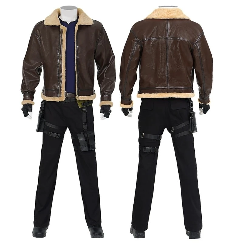 RE4 Remake Leon Kennedy Leather Cosplay Costume V2 1 RE4 Remake Leon Kennedy Leather Cosplay Costume V2