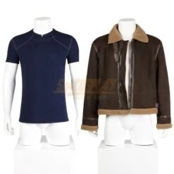 Front Page 34 RE4 Remake Leon Leather Jacket Cosplay Costume