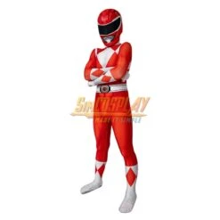 Kids Red Ranger Cosplay Suit 3D Spandex Costume Christmas Gifts For Children -Simcosplay Outlet Store red power rangers kids 0007 a0019191