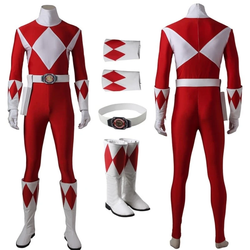 Red Ranger Cosplay Costume Mighty Morphin Power Rangers Suit 1 Red Ranger Cosplay Costume Mighty Morphin Power Rangers Suit