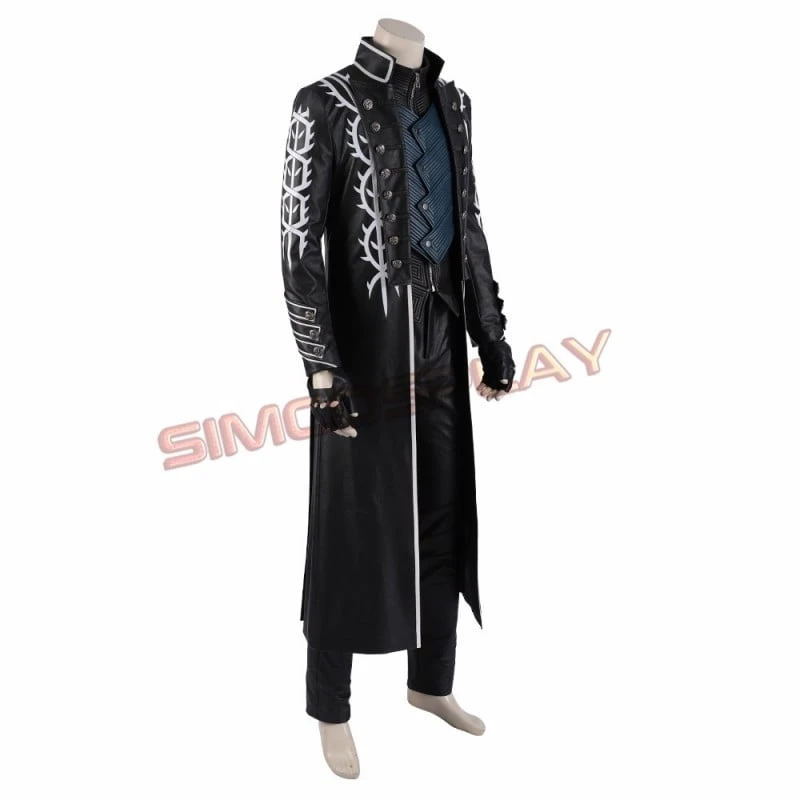 Devil May Cry 5 Vergil Cosplay Costumes Black Trench Coat Top Level 6 Devil May Cry 5 Vergil Cosplay Costumes Black Trench Coat Top Level - Image 6