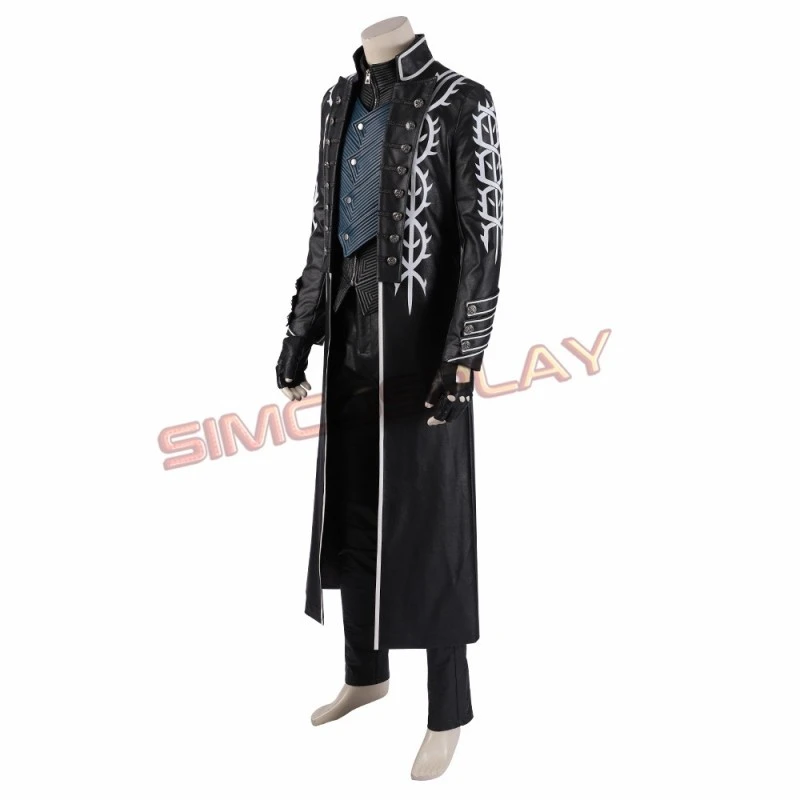 Devil May Cry 5 Vergil Cosplay Costumes Black Trench Coat Top Level 9 Devil May Cry 5 Vergil Cosplay Costumes Black Trench Coat Top Level - Image 9
