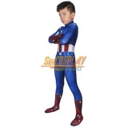 Kids Captain America Cosplay Costume Classic Blue Spandex Suit For Children SKD19028 -Simcosplay Outlet Store skd19028a11