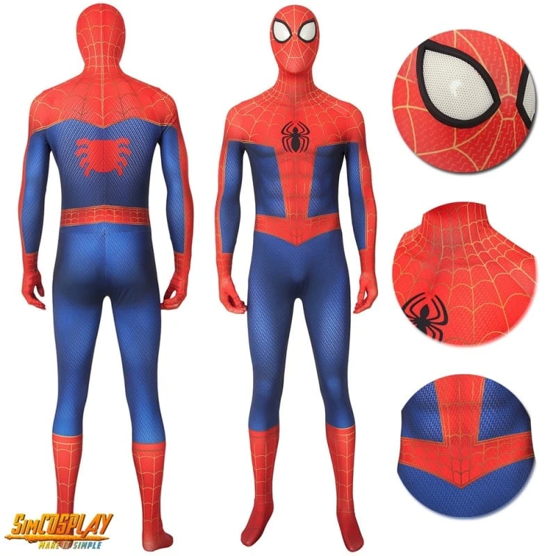 Spider-Man Peter Parker Printed Cosplay Suit Into The Spider-Verse Costume Sac4186