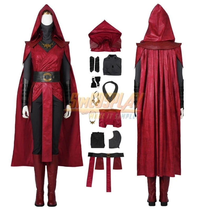 Star Wars Nightsister Merrin Cosplay Costume Red Hooded Robe Set