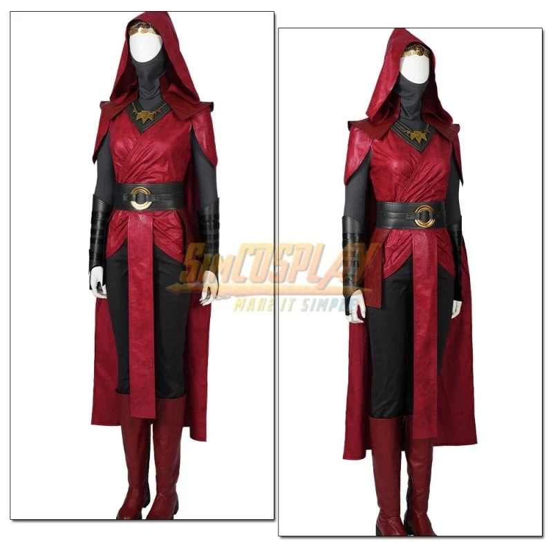 Star Wars Nightsister Merrin Cosplay Costume Red Hooded Robe Set - Image 4
