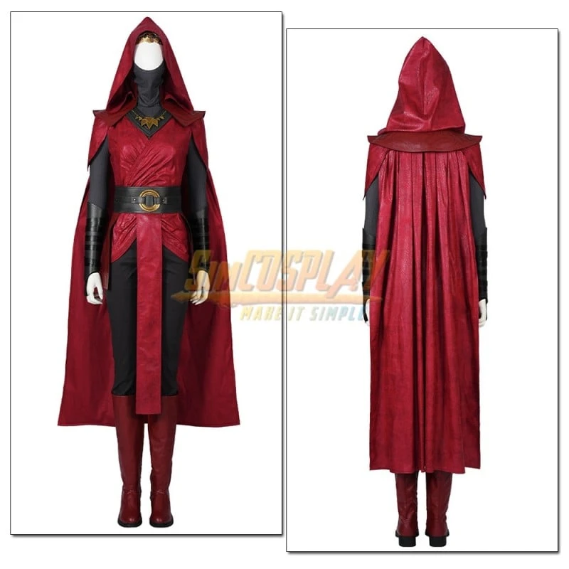 Star Wars Nightsister Merrin Cosplay Costume Red Hooded Robe Set - Image 3