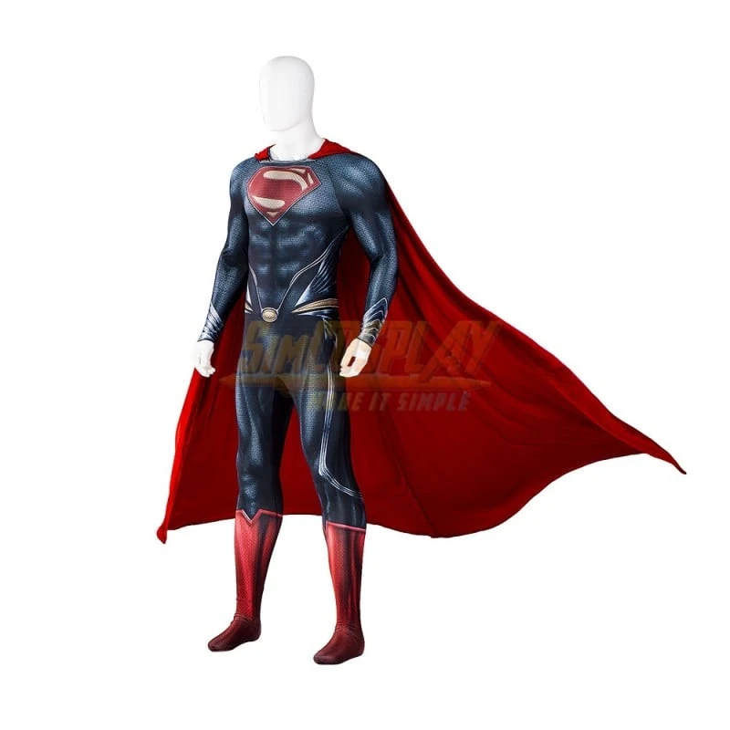 Super Hero Steel Man Clark Cosplay Costume Classic Spandex Red Suit - Image 4