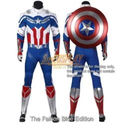The Falcon Cosplay Costume The Falcon And The Winter Soldier Dress Up Suit Top Level -Simcosplay Outlet Store the falcon blue edition 1