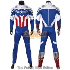 The Falcon Cosplay Costume The Falcon And The Winter Soldier Dress Up Suit Top Level -Simcosplay Outlet Store the falcon blue edition 2