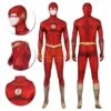 TF S8 Barry Allen Cosplay Costume Gold Boots Spandex Printed Edition