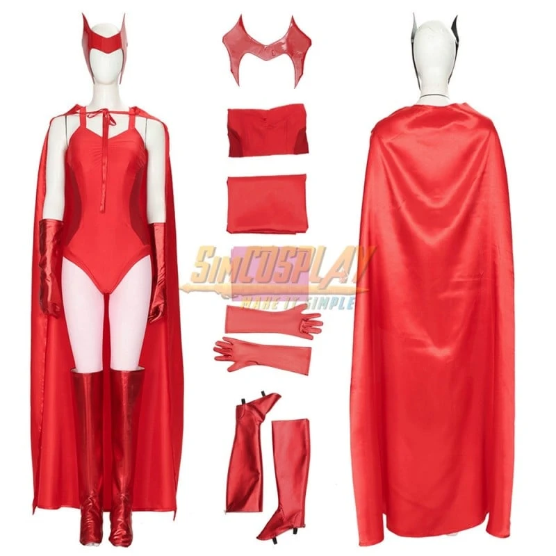 Wanda Cosplay Costume 2021 WandaVision Scarlet Witch Red Suit 1 Wanda Cosplay Costume 2021 WandaVision Scarlet Witch Red Suit