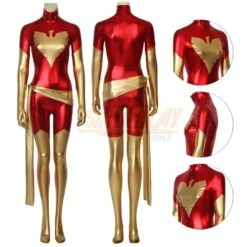 X-Men Dark Phoenix Jean Grey Gold And Red Cosplay Suit