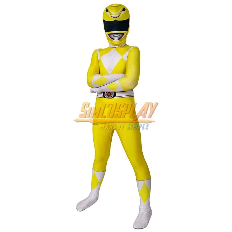 Kids Yellow Ranger Cosplay Suit 3D Spandex Costume Halloween Gifts For Children 3 Kids Yellow Ranger Cosplay Suit 3D Spandex Costume Halloween Gifts For Children - Image 3
